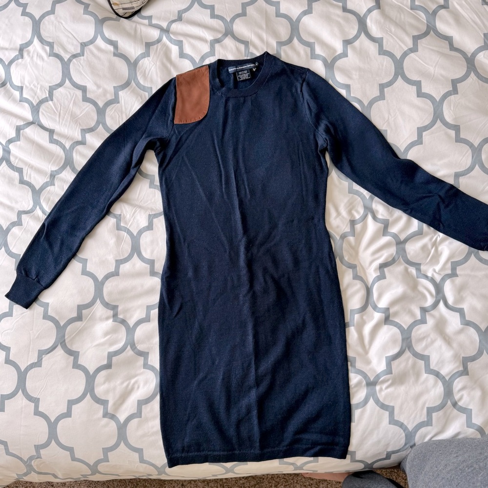 Ralph Lauren Navy Dress with Brown Shoulder Patch